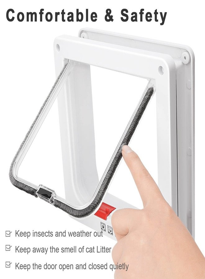 ليسمون باب للقطط، باب أمان للحيوانات الأليفة مزود بقفل رباعي الاتجاهات، مقاوم للعوامل الجوية وسهل التركيب، باب للقطط مناسب للأبواب الداخلية والخارجية والنوافذ والجدران (كبير، 7.28 بوصة × 7.48 بوصة) - Image 3